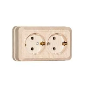 Розетка 2-м ОП Олимп 16А с заземл. сосна UNIVersal 5560865